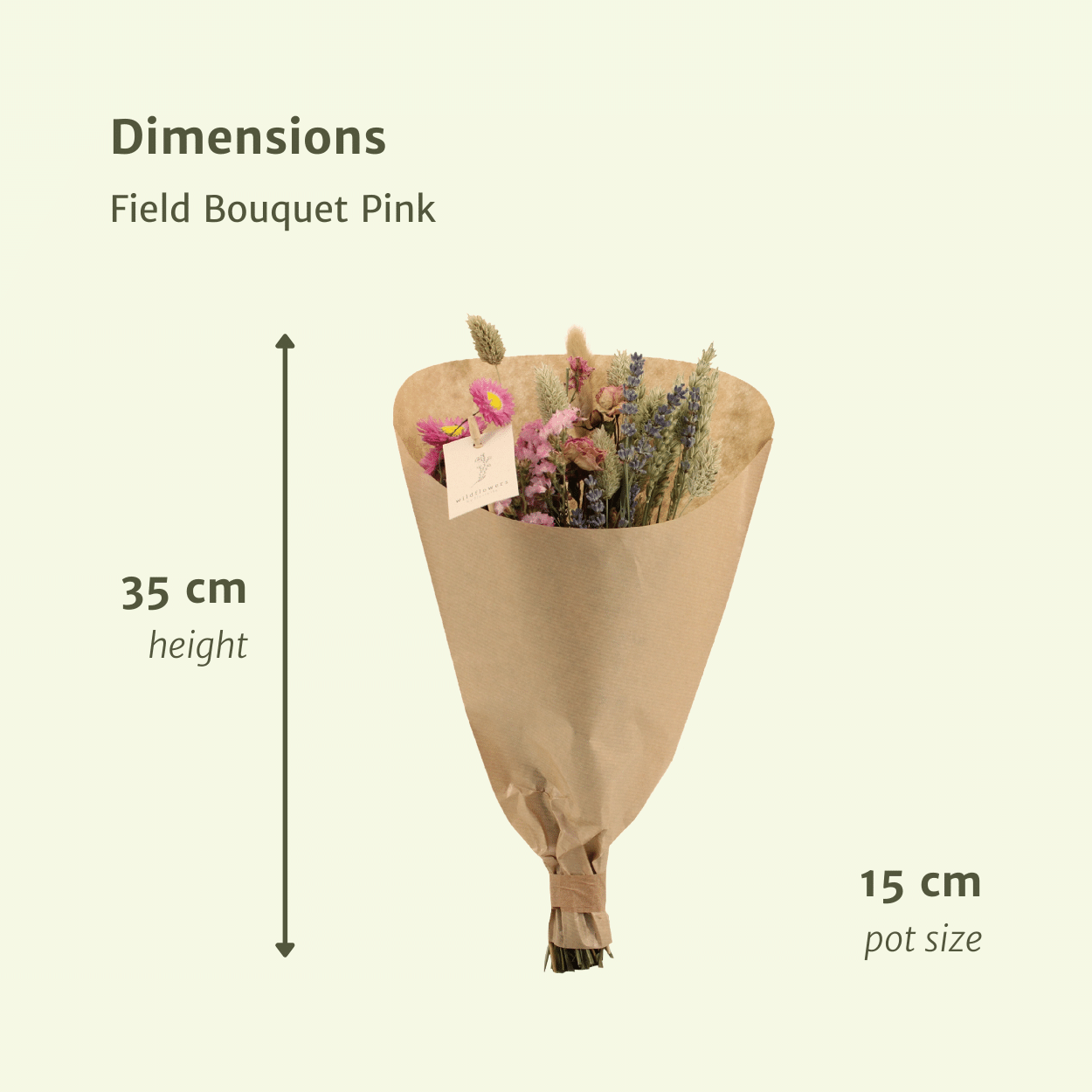 Trockenblumen Feldblumenstrauß Rosa - Ø15cm - ↕35cm