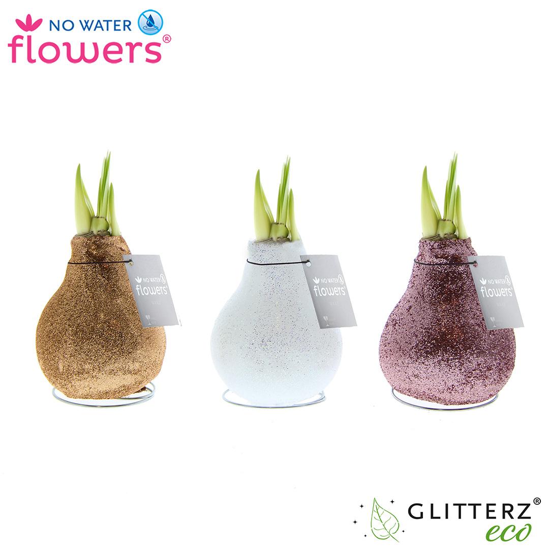 No Water Flowers Glitterz Charm Mix - 3 Stücke - Ø7 cm - ↕15 cm