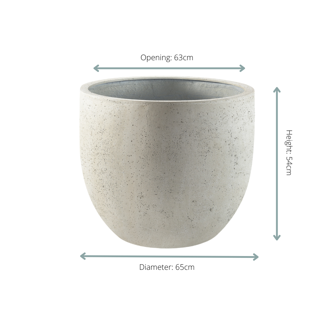 Übertopf Grigio New Egg – Antik Weiß, Ø65 cm