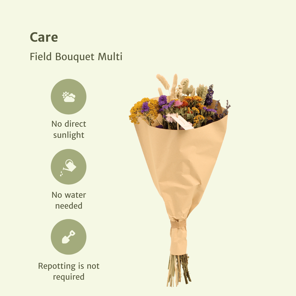 Trockenblumen Feldblumenstrauß Multi - Ø25cm - ↕60cm