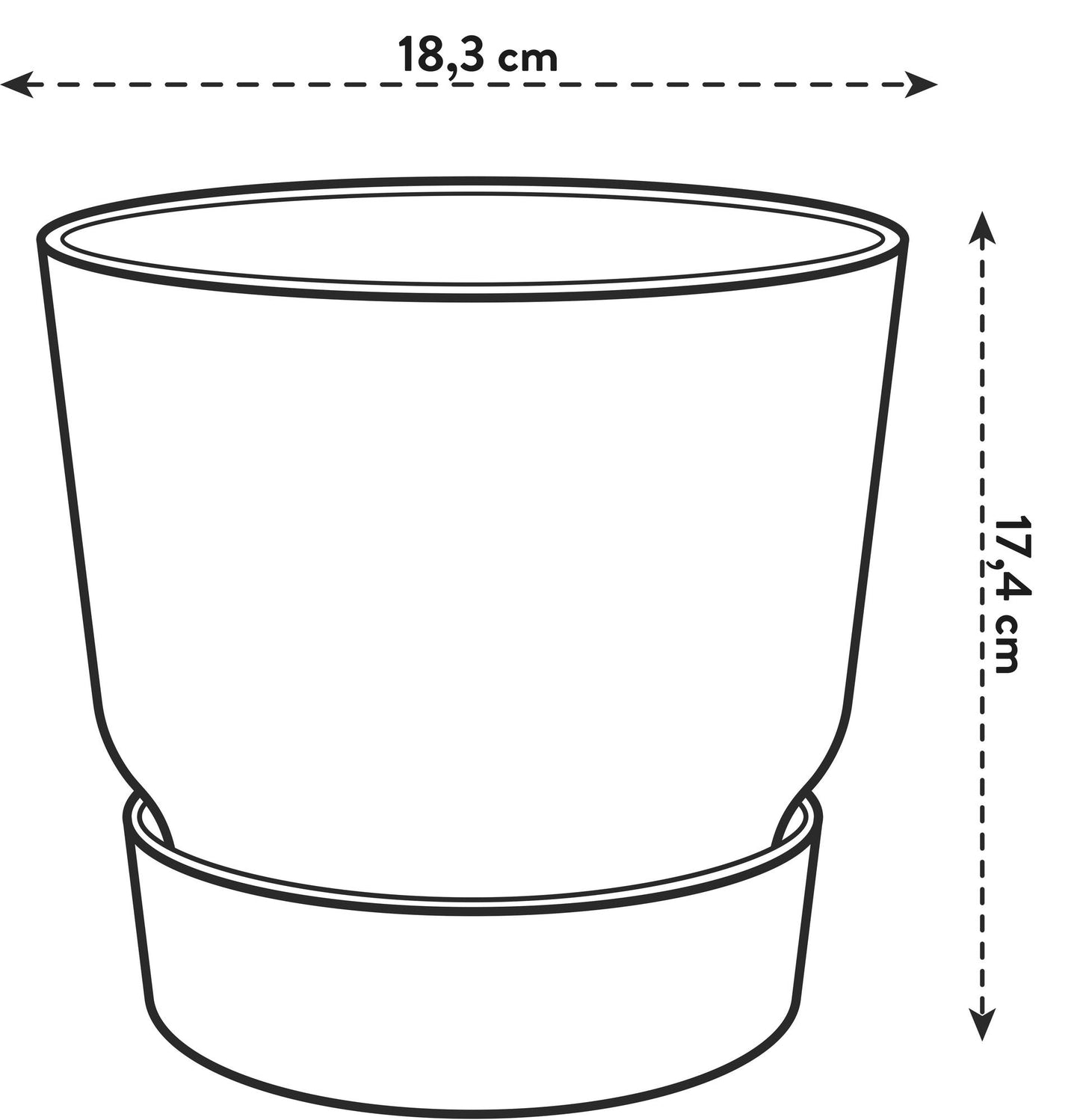 Elho Greenville Pflanztopf Weiß – 18 cm, Innen & Außen