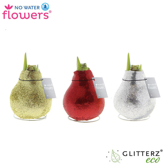 No Water Flowers Glitterz Goud / Rood / Zilver - 3 Stücke - Ø7 cm - ↕15 cm