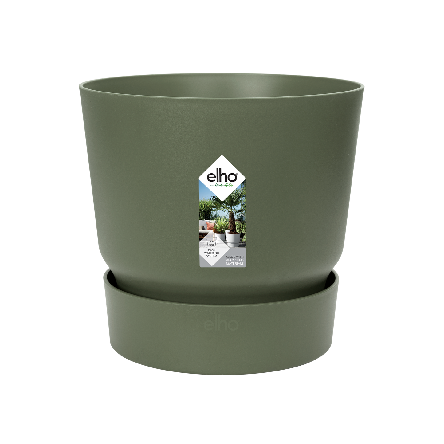 Elho Greenville Round – Moderner Pflanztopf Ø24 cm Grün