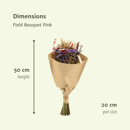 Trockenblumen Feldblumenstrauß Rosa - Ø20cm - ↕50cm