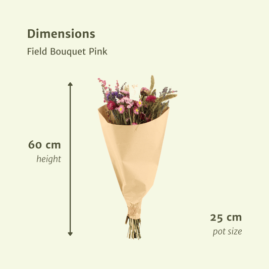 Trockenblumen Feldblumenstrauß Rosa - Ø25cm - ↕60cm