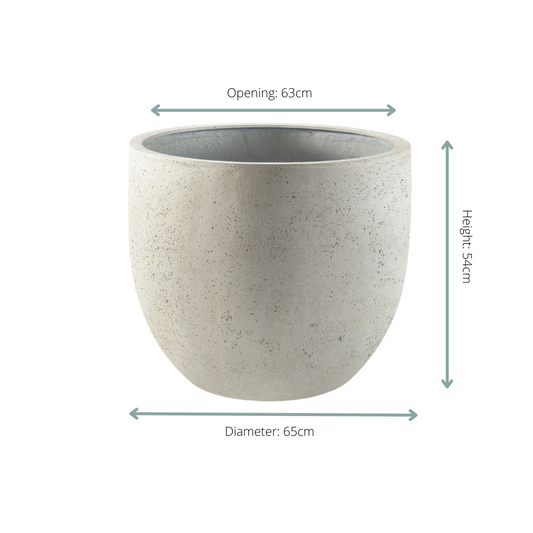 Übertopf Grigio New Egg – Antik Weiß, Ø65 cm